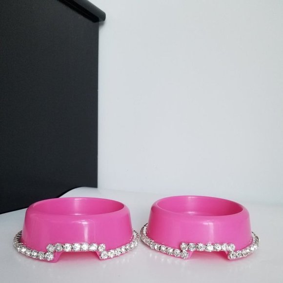 Pink rhinestone pet bowls - Picture 2 of 7
